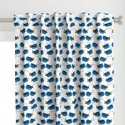 blue tang fish fabric nursery baby crib decor white blue