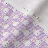 3/4" bunnies on purple stripes - C18BS