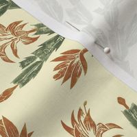 antique red and green Christmas cactus damask