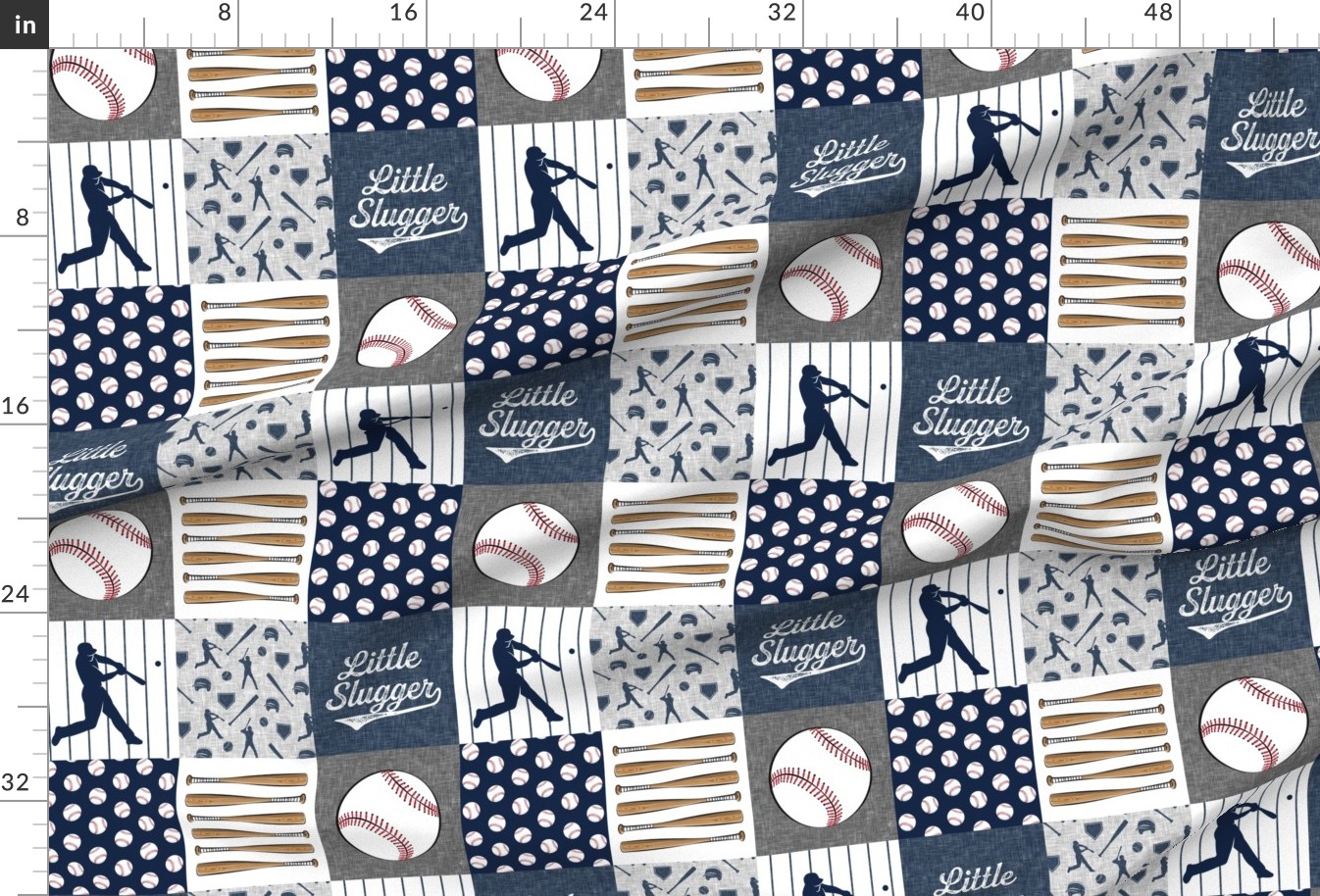Baseball Pinstripes Fabric, Wallpaper and Home Decor