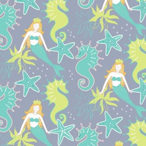 Mermaids and Seahorses - Green