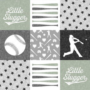Little Slugger baseball patchwork - sage - wholecloth