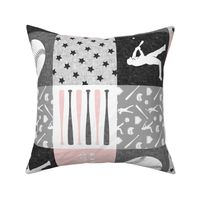 All- star - pink and grey baseball patchwork wholecloth (90)