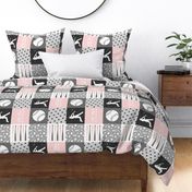 All- star - pink and grey baseball patchwork wholecloth (90)