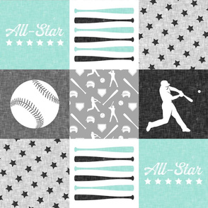 baseball patchwork - All - Star - aqua grey 