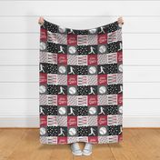 little slugger - red and grey baseball patchwork wholecloth 