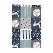 All-Star - baseball patchwork - dusty blue - wholecloth  (90)