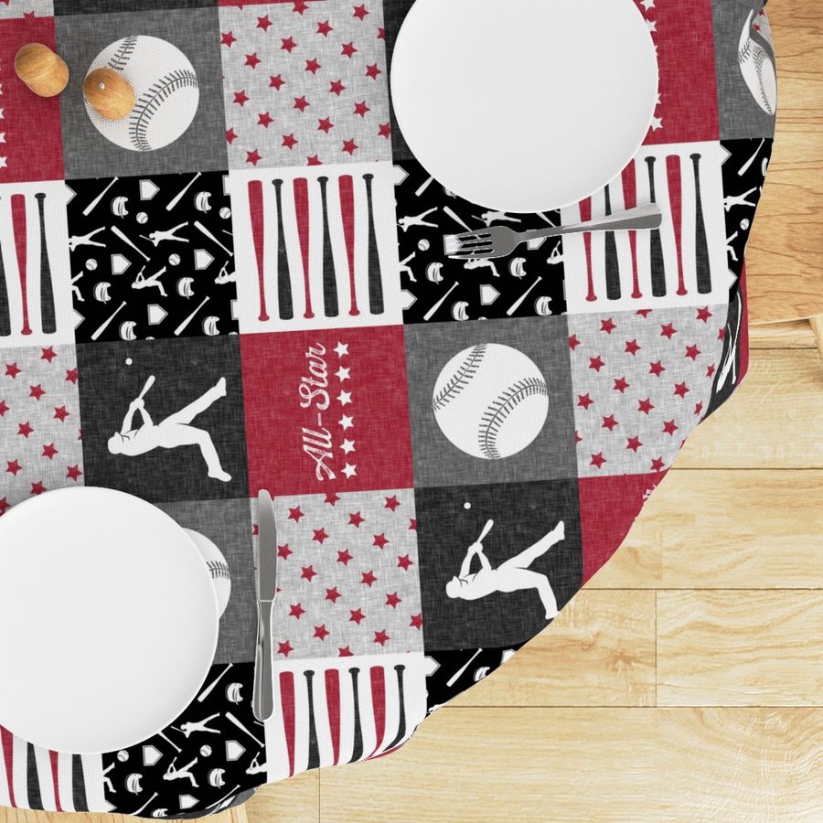 All-Star - red and grey baseball patchwork wholecloth  (90)