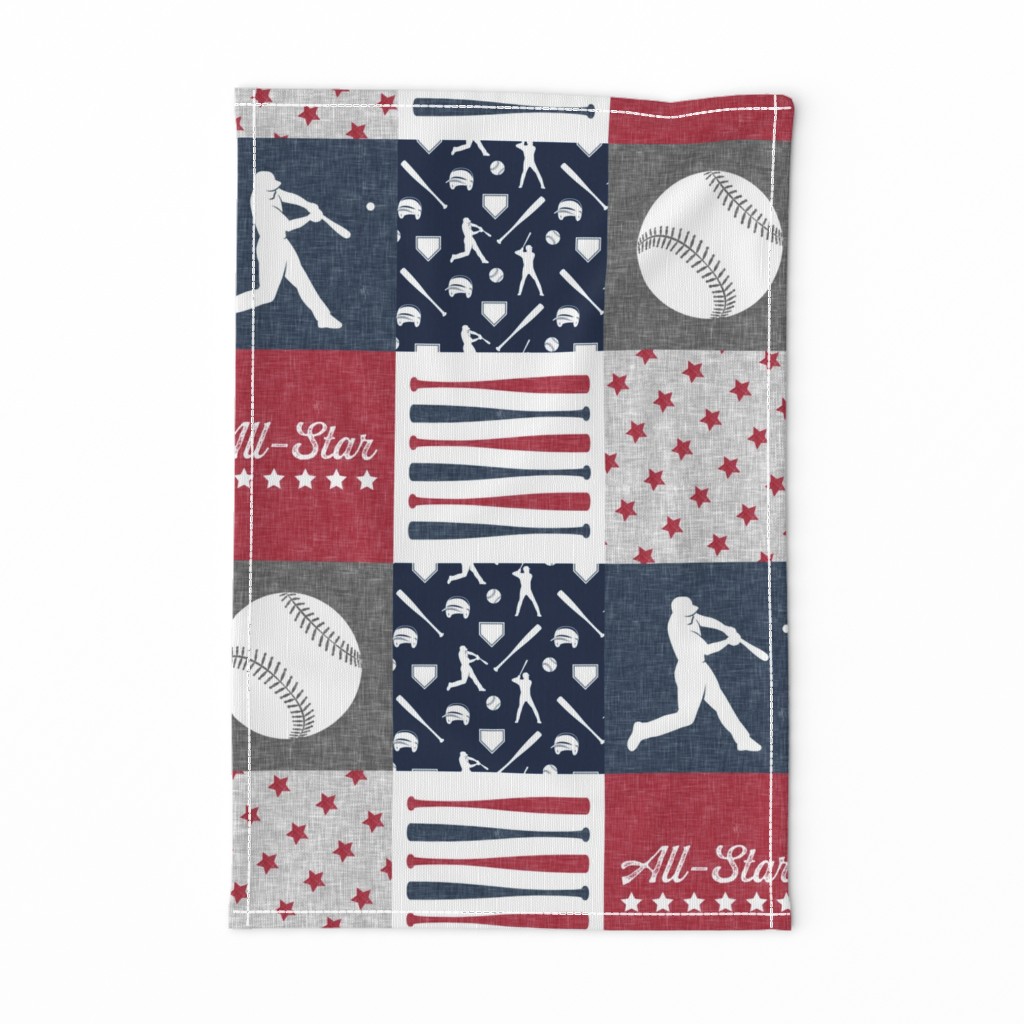 All-Star - red and blue baseball patchwork wholecloth