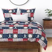 All-Star - red and blue baseball patchwork wholecloth