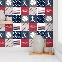 All-Star - red and blue baseball patchwork wholecloth