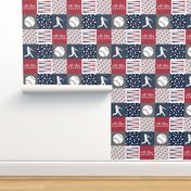 All-Star - red and blue baseball patchwork wholecloth