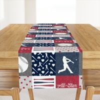 All-Star - red and blue baseball patchwork wholecloth