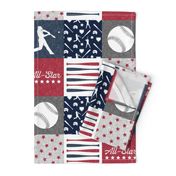 All-Star - red and blue baseball patchwork wholecloth