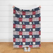 All-Star - red and blue baseball patchwork wholecloth