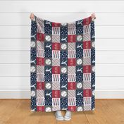 All-Star - red and blue baseball patchwork wholecloth (90)