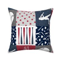 All-Star - red and blue baseball patchwork wholecloth (90)