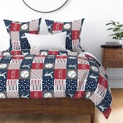 All-Star - red and blue baseball patchwork wholecloth (90)