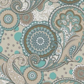 Paisley Mandala duck egg beige L 