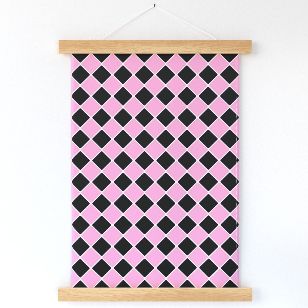 Vintage 1950's Pink and Black Diagonal Tiles