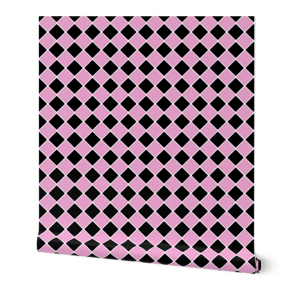 Vintage 1950's Pink and Black Diagonal Tiles