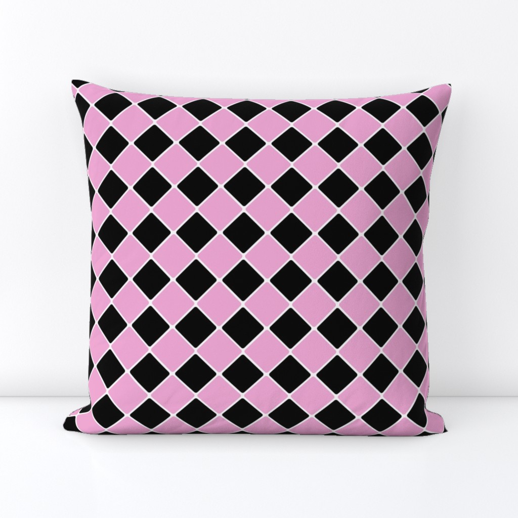 Vintage 1950's Pink and Black Diagonal Tiles