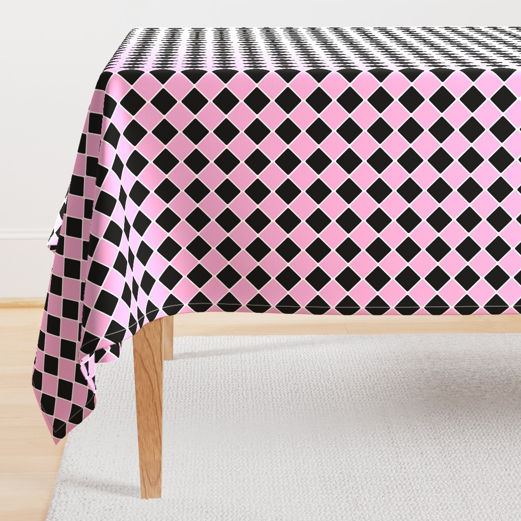 Vintage 1950's Pink and Black Diagonal Tiles