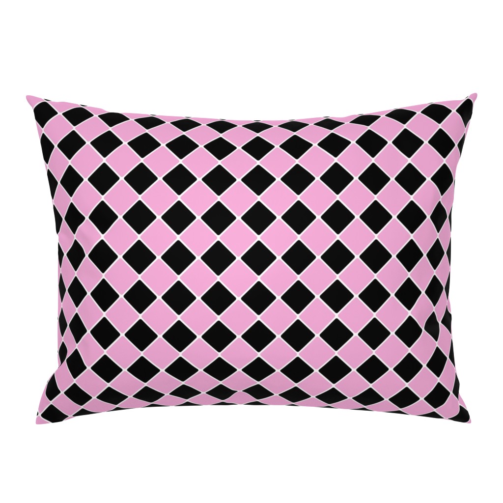 Vintage 1950's Pink and Black Diagonal Tiles