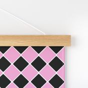 Vintage 1950's Pink and Black Diagonal Tiles