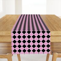 Vintage 1950's Pink and Black Diagonal Tiles