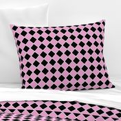 Vintage 1950's Pink and Black Diagonal Tiles