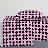 Vintage 1950's Pink and Black Diagonal Tiles