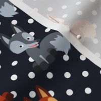 Red Fox, Grey Fox, Polka Dots Dark by Cheerful Madness!!