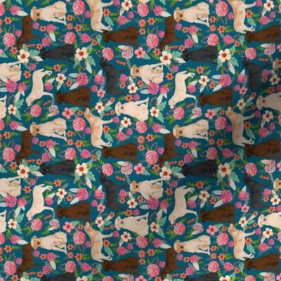 labradors florals fabric railroad - small