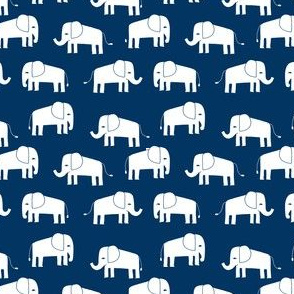 elephant fabric // - elephants, elephant, baby, nursery, cute elephant design - navy
