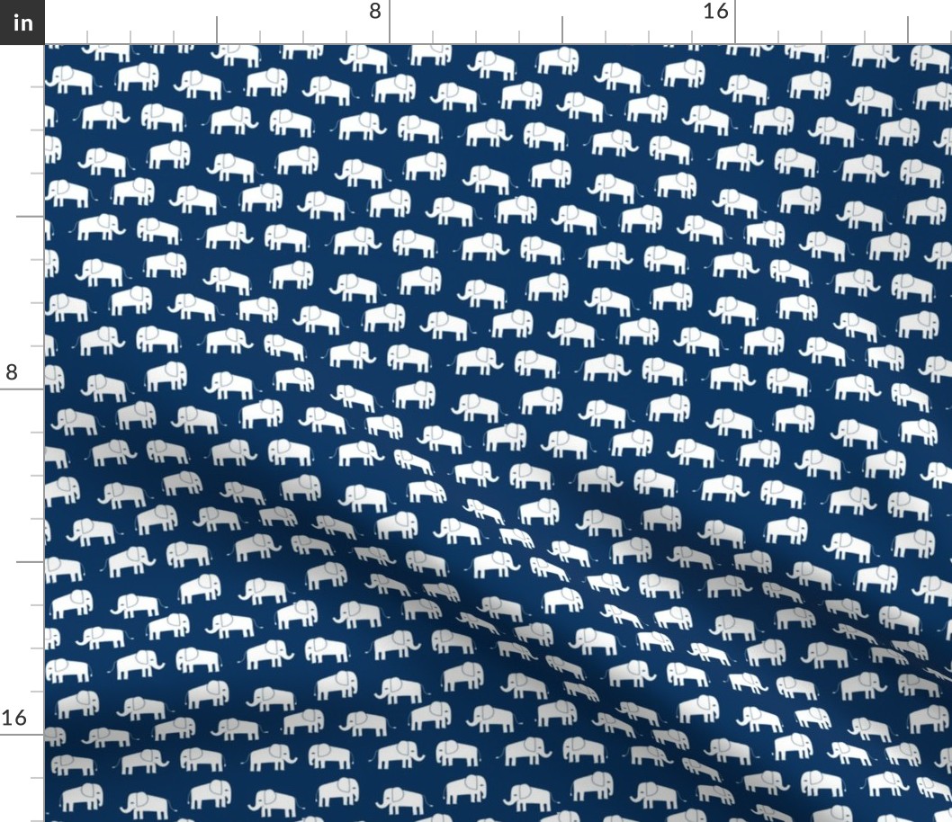 elephant fabric // - elephants, elephant, baby, nursery, cute elephant design - navy