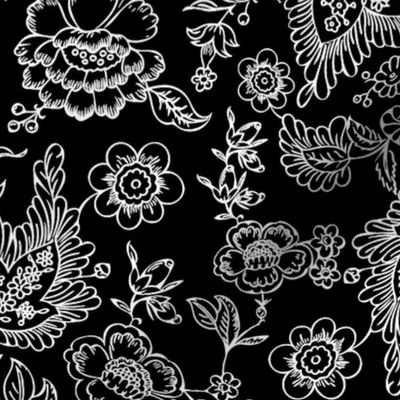 Vintage Black And White Floral