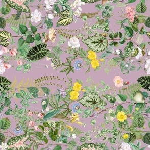 Spring Cottage Green Pink Florals Heather Rotated // standard