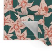 Orchids on teal