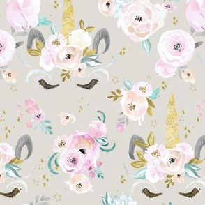 unicorn floral M gray