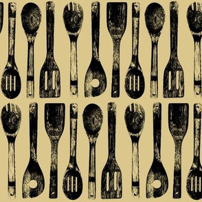 Cooking Spoon Rows on Tan // Large