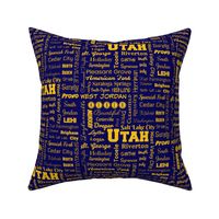 Utah cities, navy and gold