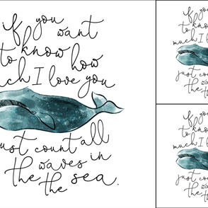 1 blanket + 2 loveys: whale // if you want to know how much I love you // teal