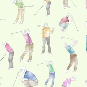 Watercolor Golfers on Light Goldenrod // Large