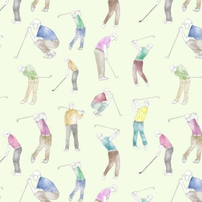 Watercolor Golfers on Light Goldenrod // Small