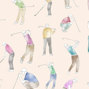 Watercolor Golfers on Antique White // Large