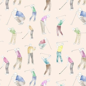 Watercolor Golfers on Antique White // Small