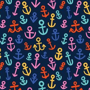 Anchors, Multicolor on Navy (Medium Size)