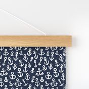 Anchors, White on Navy (Medium Size)