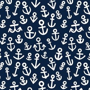 Anchors, White on Navy (Medium Size)